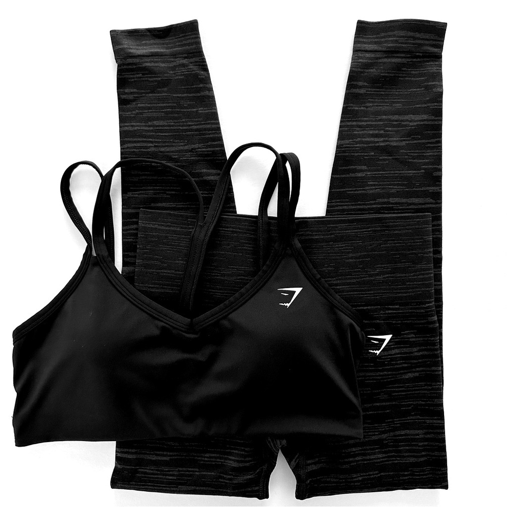 Gymshark S/S Adapt Marl Seamless Leggings & Strap Feature Sports Bra Set